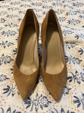 J. Crew Pointed-Toe Suede Pumps in Tan
